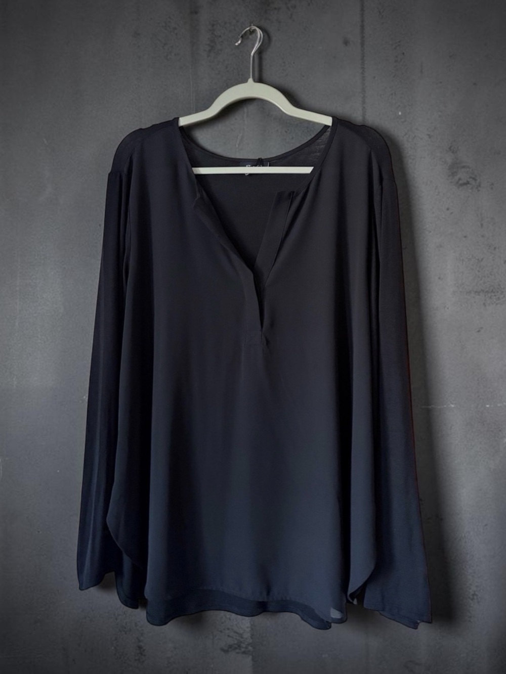NWT Jones & Co. Black V-Neck Flowy Blouse Top 2X